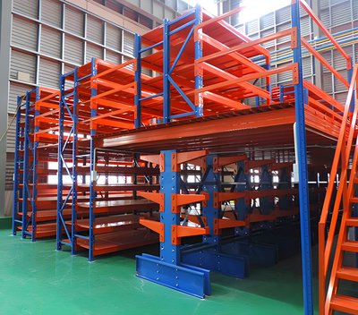 索尔仓储阁楼式货架钢结构平台 4S店模具库房冷库阁楼 二层 可拆卸